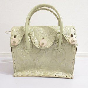 Carving Tribes Grace Continental Maestra Leather Handbag, Light Green, Women's